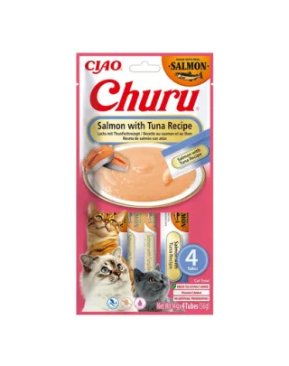 INABA Churu Cat Salmon with Tuna 4x14g gustare pentru pisici cu somon si ton