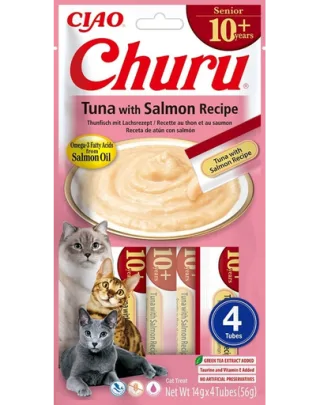 INABA Churu Cat Senior Tuna with Salmon 4x14g recompensa pisici senioare cu ton si somon