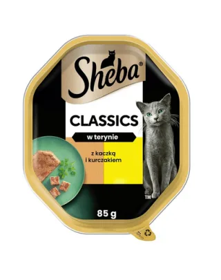SHEBA Classics tava 85 g hrana umeda pentru pisici adulte cu rata si pui in terina