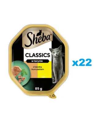 SHEBA Classics 22x85 g tava hrana umeda pisici, rata si pui in terina