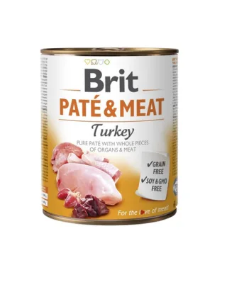 BRIT Pate&amp;Meat turkey 800 g Conserva pateu pentru caini, cu curcan