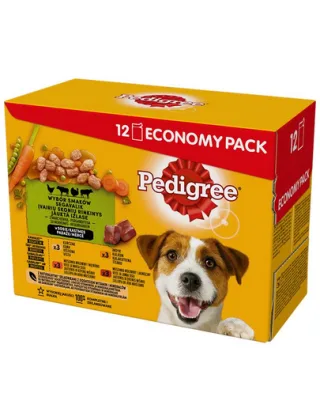 PEDIGREE Mix mancare umeda caine, vita si miel, vita si ficat, pui, curcan, in sos 12x100g
