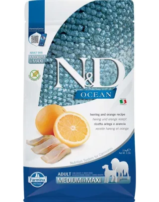 FARMINA N&amp;D Ocean Adult Medium/Maxi Hrana pentru caini talie medie sau mare, cu hering si portocale 2,5 kg