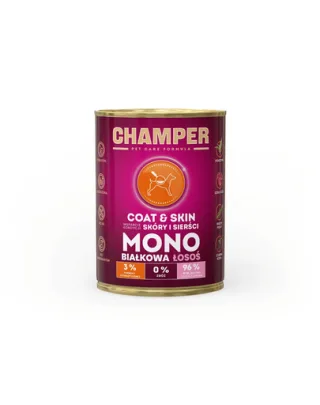 Conserva hrana monoproteica CHAMPER Coat Skin Somon 400 g pentru caini