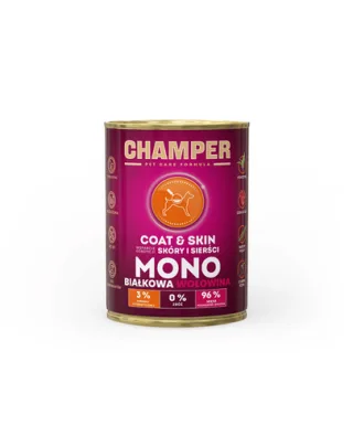 Hrana cu vita pentru caini CHAMPER Coat Skin monoproteica 400 g