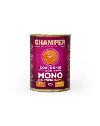 Hrana monoproteica pentru caini CHAMPER Coat Skin curcan 400 g