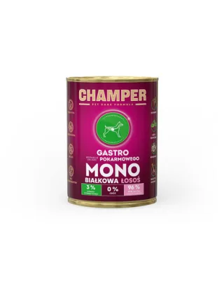 Hrana caini cu somon CHAMPER Gastro 400 g monoproteica