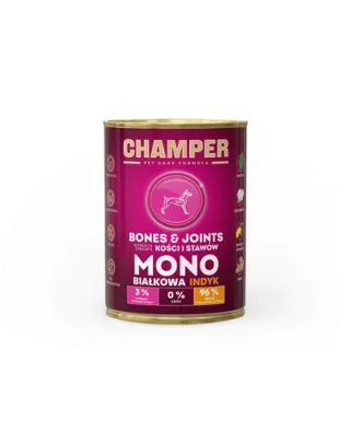 CHAMPER Bones Joints hrana monoproteica pentru caini 400 g curcan