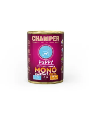 CHAMPER Puppy hrana umeda pentru catei 400 g monoproteica, curcan