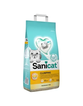 SANICAT Clumping asternut din bentonita pentru litiera pisicilor, fara miros 16 L