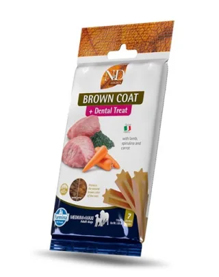 FARMINA N&amp;D Brown Dental Treat Coat Lamb Medium/Maxi 100 g batoane dentare pentru caine talie medie si mare, cu miel