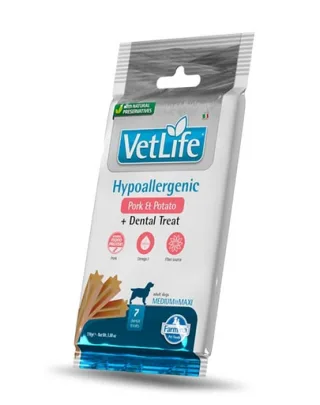 FARMINA Vet Life Dental Treat Hypoallergenic Pork Medium/Maxi 100 g (7 buc), recompense dentare pentru câini medii și mari