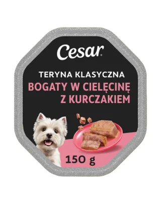 Hrană umedă câini adulți CESAR terină cu vițel și pui 150 g