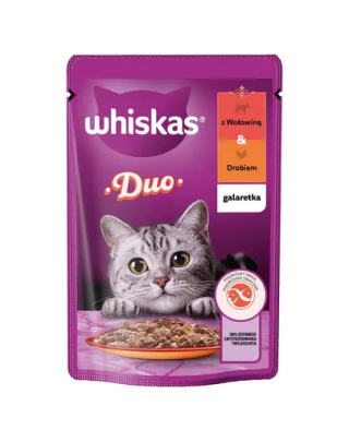 WHISKAS Adult plic 85 g vita si pasare in gelatina, hrana pisica adulta