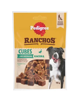 PEDIGREE Ranchos Cubes 70 g recompense caini, cu rata