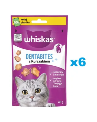 WHISKAS Dentabites 6x40 g gustare dentara pisici adulte, cu pui