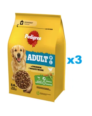 PEDIGREE Adult 3x2,6 kg pui si legume, hrana caini talie medie si mare