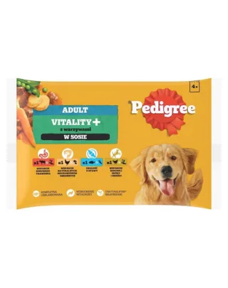PEDIGREE Adult Vitality+ hrana caine 4x85 g in sos, mix arome
