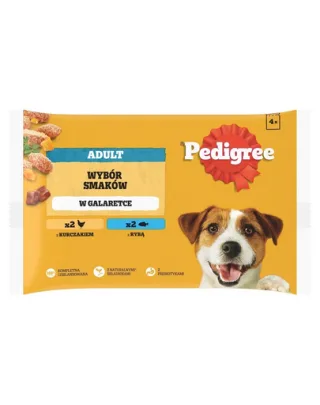 PEDIGREE Adult plicuri hrana caini 4x100 g in gelatina cu pui si peste