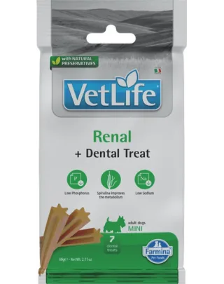 FARMINA Vet Life Dental Treat Renal Mini 60 g gustare dentara caini cu probleme renale, de rase mici