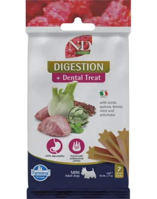 FARMINA N&amp;D Quinoa Dental Treat Digestion Mini 60 g recompense dentare pentru caine de talie mica
