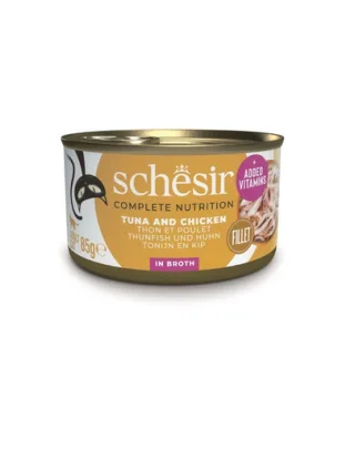 SCHESIR Conserva hrana pisica, Ton cu fileuri de pui si orez 85 g