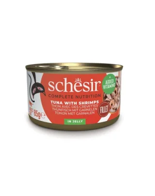 SCHESIR Conserva pisica, Ton cu creveti in aspic 85 g