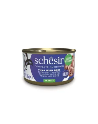 SCHESIR Hrana umeda pisici, Ton cu vita in aspic 85 g