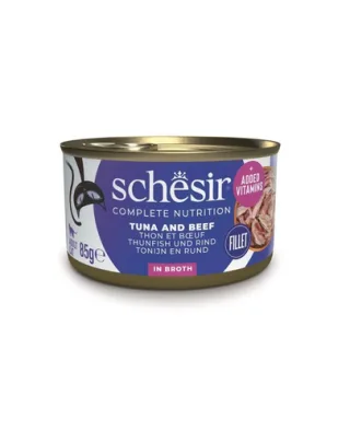 SCHESIR Mancare umeda pisici, cu ton, vita si orez 85 g