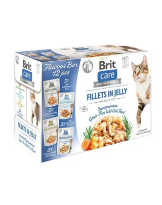 BRIT Care Cat Flavour Box in Jelly hrana umeda mix pentru pisici, 12 x 85g