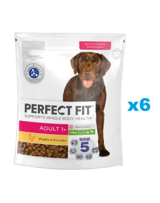 PERFECT FIT Adult 1+ cu pui 6x825g hrana caine rasa mare