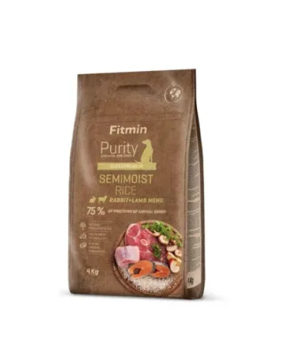 FITMIN Dog Purity Rice Semimoist hrană semi-umedă pentru câini cu orez, iepure și miel 4 kg