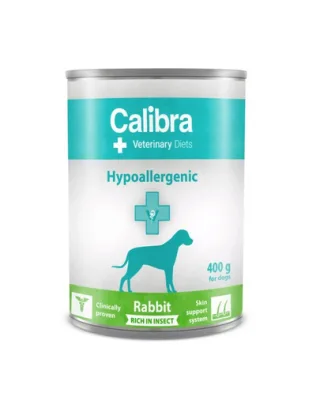 CALIBRA Veterinary Diet Dog Hypoallergenic Insect &amp; Rabbit 400 g dieta completa pentru cainii cu intolerante alimentare si probleme de piele