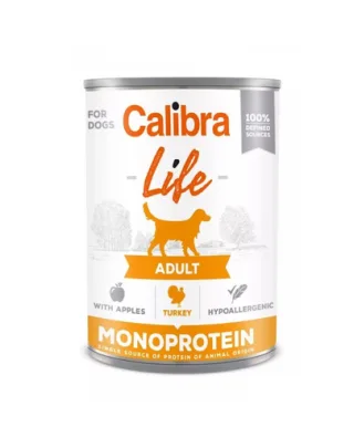 CALIBRA Dog Life Adult Turkey with Apples 400 g curcan si mar, hrana completa caini adulti