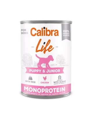 CALIBRA Dog Life Puppy&amp;Junior Chicken with Rice 400 g hrana completa catelusi, pui si orez