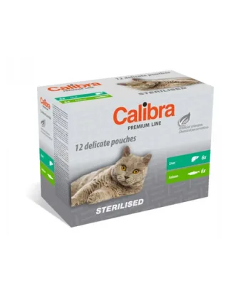 CALIBRA Cat Premium Line Sterilised Multipack 12x100 g plicuri pentru pisici adulte sterilizate