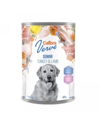 CALIBRA Dog Verve GF Senior Turkey&amp;Lamb 400 g conserva fara cereale, curcan si miel pentru caini seniori