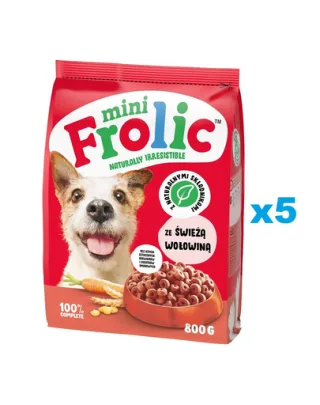 FROLIC Mini Naturally Irresistible 5x800 g hrană semi-umedă pentru câini de talie mică cu vită proaspătă
