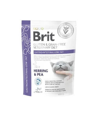 BRIT Veterinary Diets Cat GF Gastrointestinal Low Fat 400 g hrană uscată fără cereale pentru pisici cu sensibilități digestive