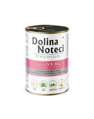 DOLINA NOTECI Premium Bogată în vițel cu mazăre 400 g conservă câini