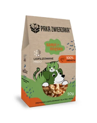 PAKA ZWIERZAKA Carne pură de creveți 50 g carne liofilizată pentru câini și pisici