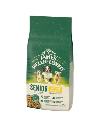 JAMES WELLBELOVED Senior 2 kg mancare caini in varsta >7 ani bogata in miel si orez