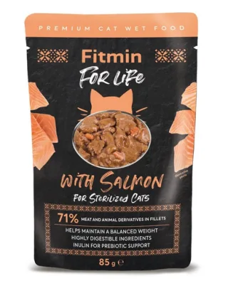 FITMIN For Life For Sterilized Cats Salmon 85g Hrana umeda pisici sterilizate cu somon
