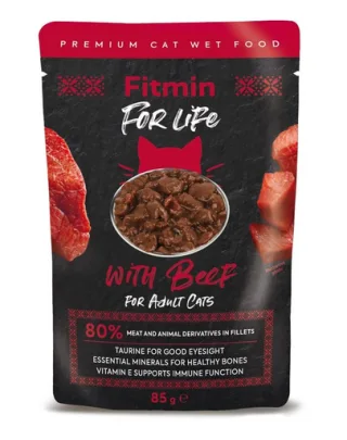 FITMIN For Life For Adult Cats Beef 28 x 85 g hrana pisici cu vită