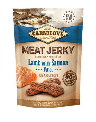 CARNILOVE Jerky Lamb with Salmon fillet 100g Recompense caini, cu miel si somon