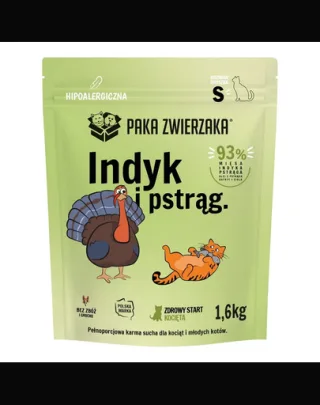 PAKA ZWIERZAKA Hrană uscată pentru pisici cu curcan și păstrăv S 1,6 kg