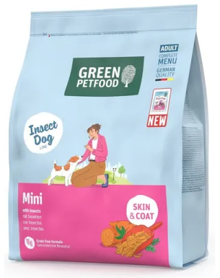 GREEN PETFOOD InsectDog Mini Skin &amp; Coat 900 g hrană uscată fără cereale cu proteine din insecte pentru câini de talie mică