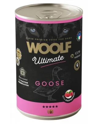 WOOLF Ultimate Adult Dog gâscă și zmeură 400g hrană câini adulți