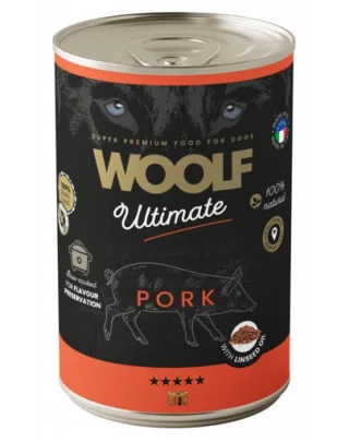 WOOLF Ultimate Adult Dog porc și ulei in 400g hrană câine adult