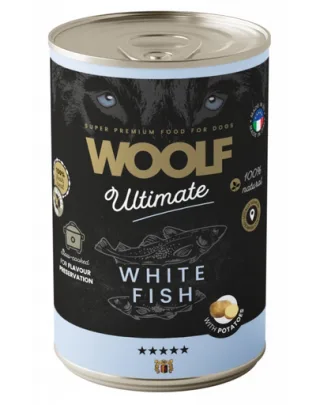WOOLF Ultimate Adult Dog pește alb și cartofi 400g hrană conservă câini adulți
